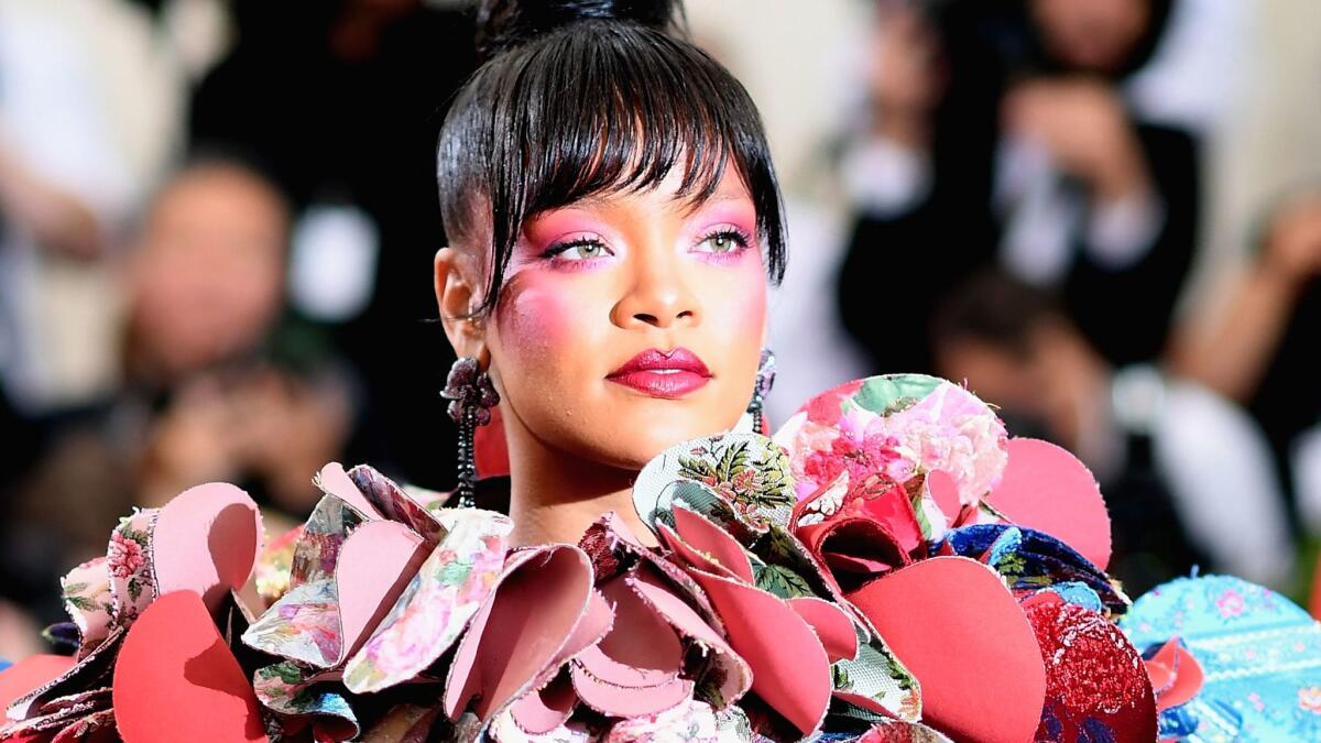 Rihanna in Comme des Garcons at the Costume Institute Gala at the Metropolitan Museum of Art in New York.
