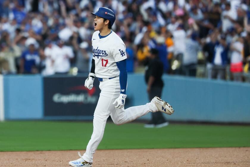 LOS ANGELES, CALIFORNIA - OCTOBER 05: Shohei Ohtani #17 of the Los Angeles Dodgers.