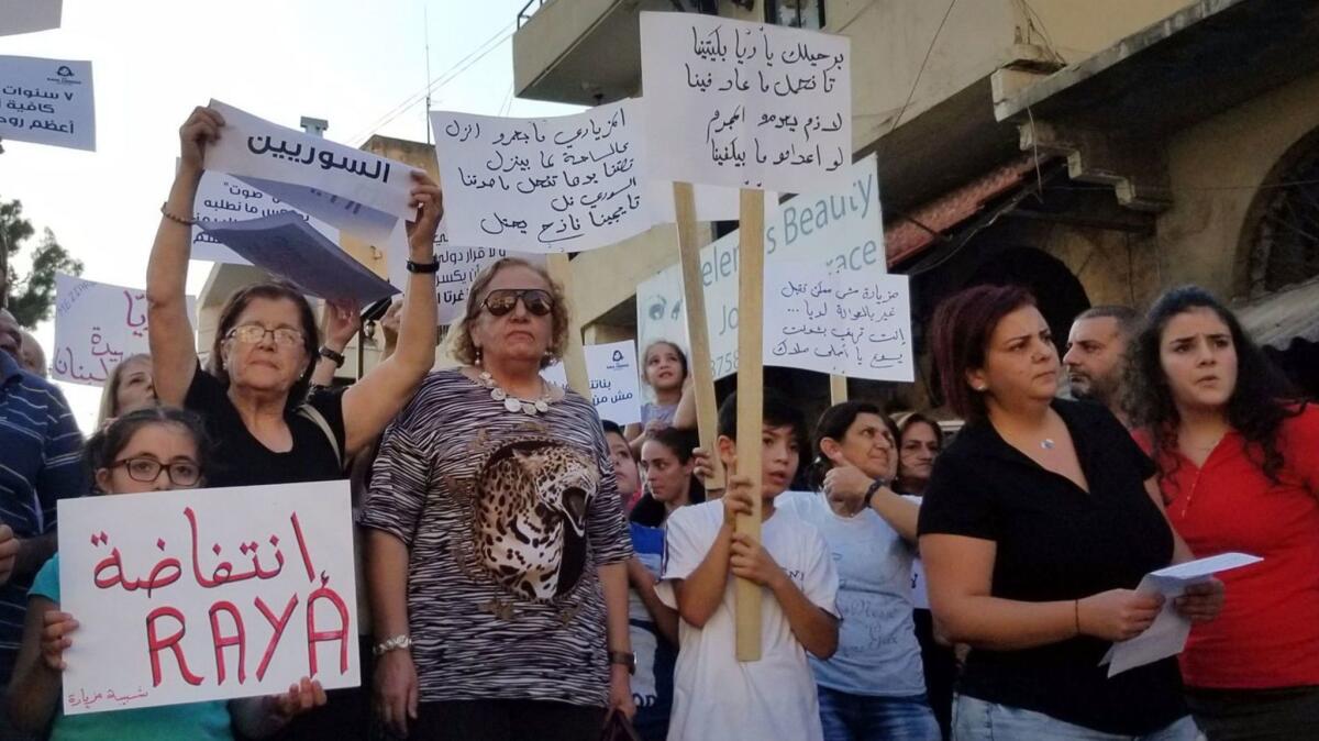 Residents of Zgharta protest against presence of Syrians in the area.