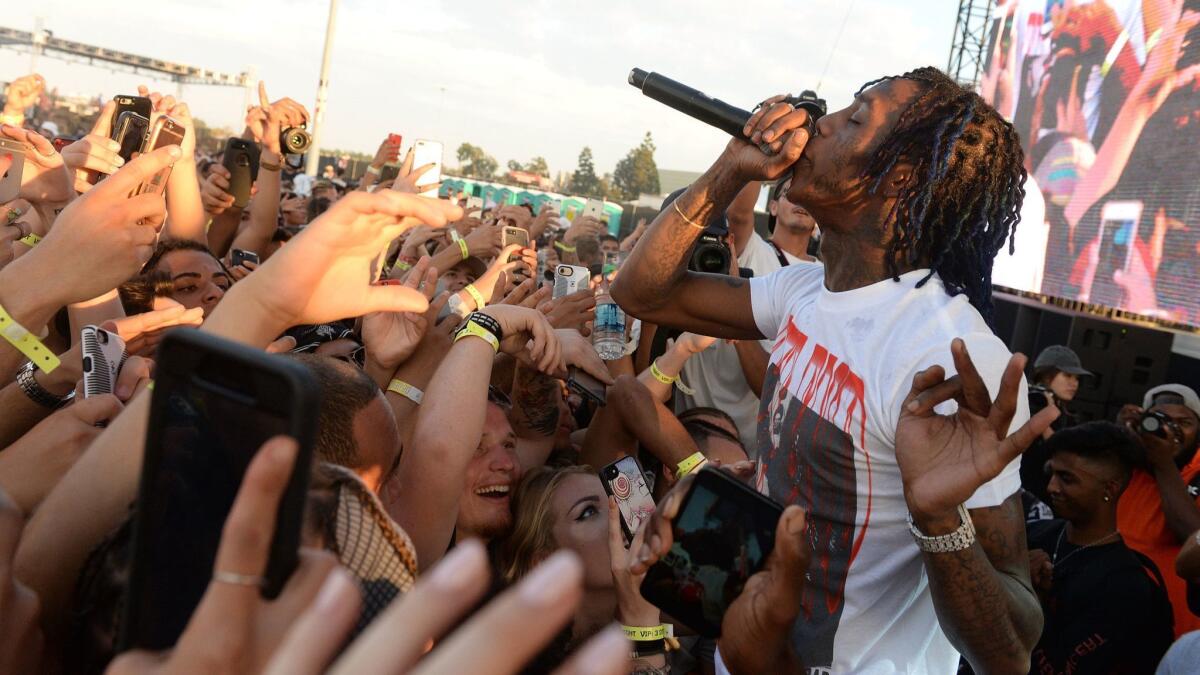 Rapper Famous Dex performs onstage during the Day N Night Festival at Angel Stadium on Sept. 8, 2017 in Anaheim.