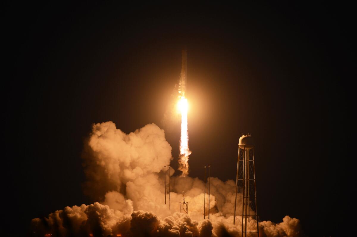 An unmanned Orbital Sciences Corp.'s Antares rocket headed for the International Space Station lifts off shortly before exploding in Virginia last October.