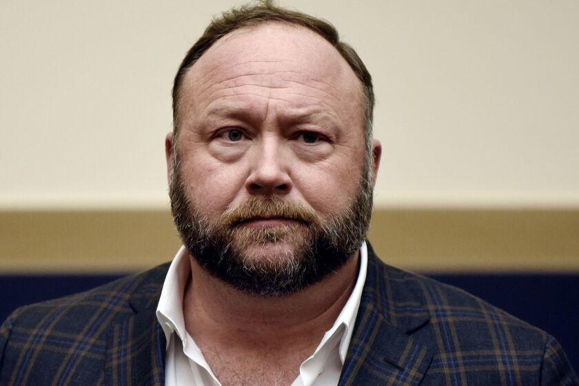 Infowars founder Alex Jones attends Google CEO Sundar Pichai's hearing before the House Judiciary committee on Capitol Hill Dec. 11, 2018 in Washington, D.C. (Olivier Douliery/Abaca Press/TNS) ** OUTS - ELSENT, FPG, TCN - OUTS **