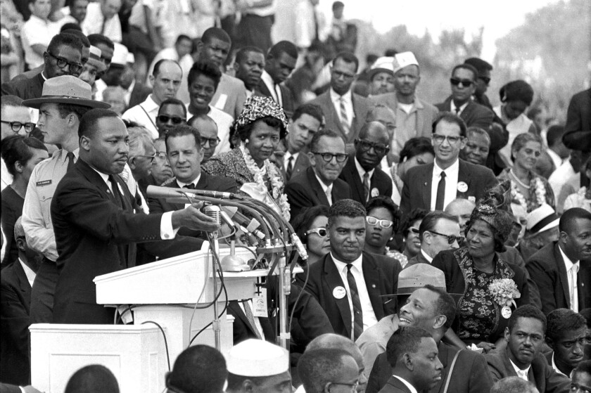 Martin Luther King Jr. delivers his "I Have a Dream" speech on Aug. 28, 1963.