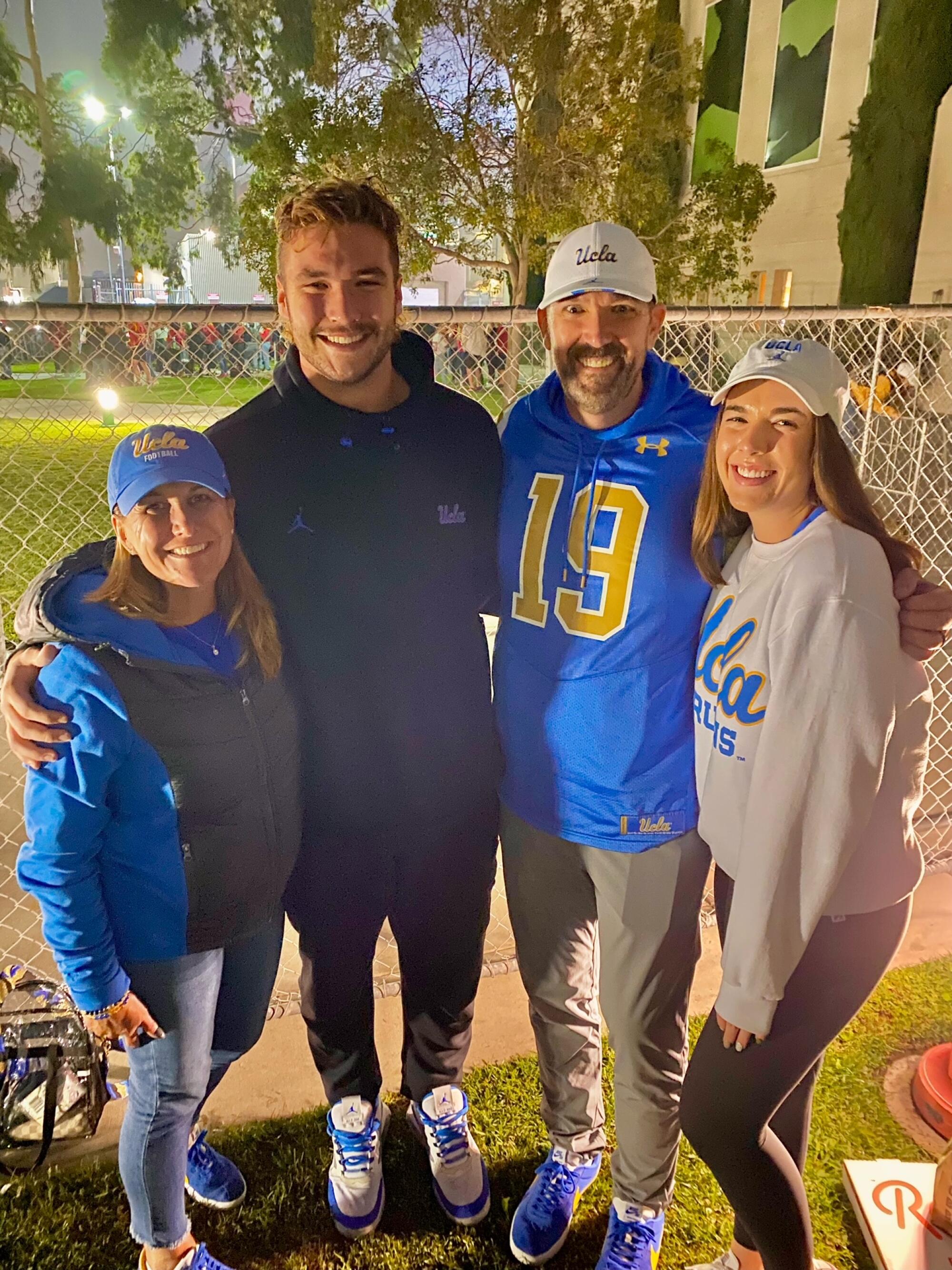 Former UCLA football player Thomas Cole is joined by his mother, Kelli; father, David; and sister, Katie.