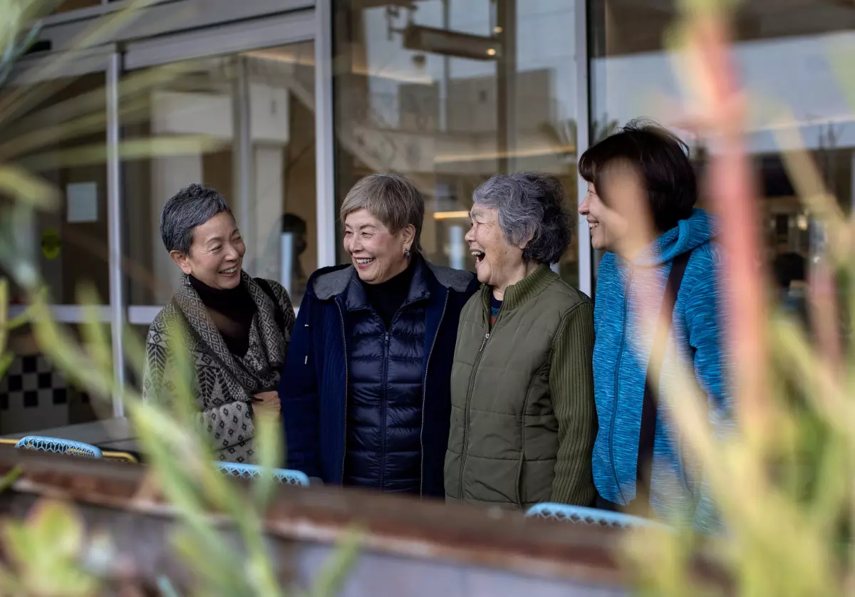 Members of a Japanese-language family support group under NAMI South Bay that includes many first-generation Japanese mothers meet up for lunch. Select to go to the story.