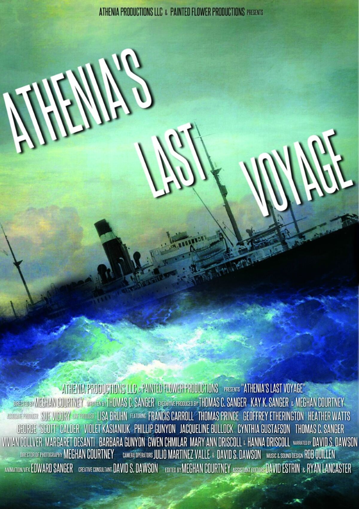 "Athenia's Last Voyage" is an in-production documentary by La Jollans Tom and Kay Sanger.