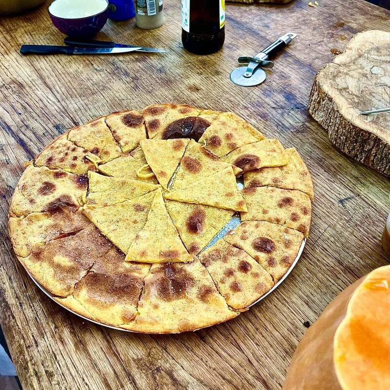 Socca, the Ni?oise chickpea pancake, served at Jackson's cooking class.