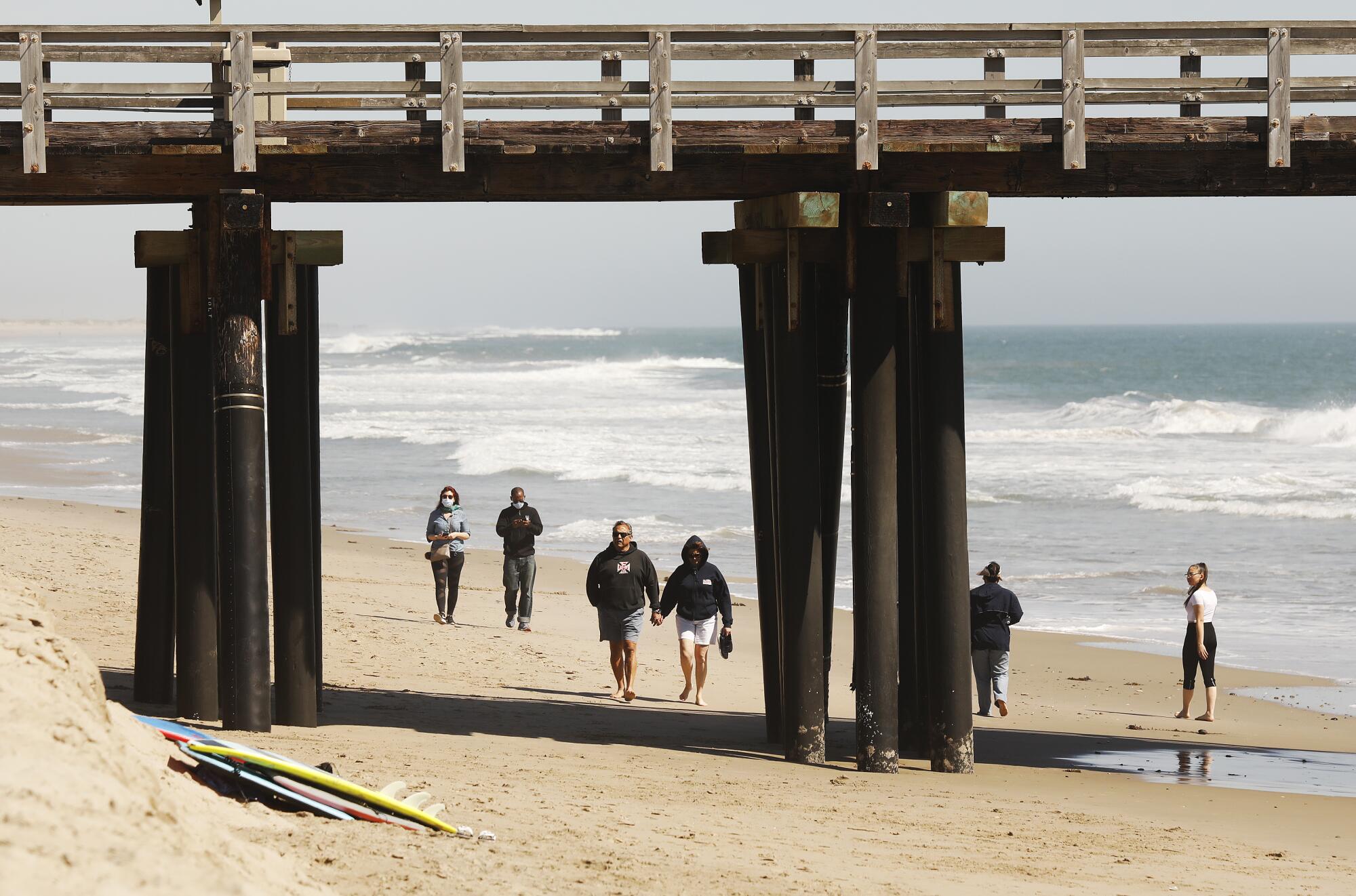 At the beach in Port Hueneme on Wednesday.