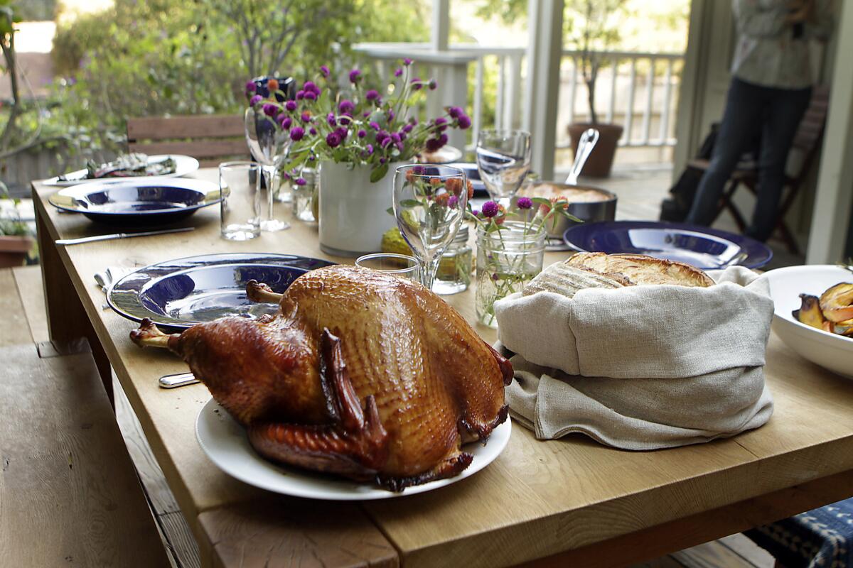 Thanksgiving with chefs Karen and Quinn Hatfield at their home in Laurel Canyon.