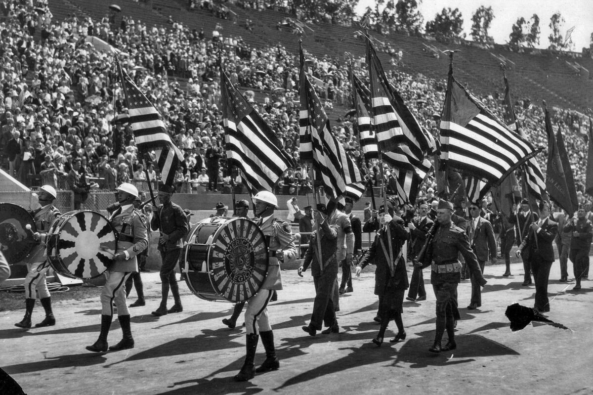 May 30, 1929: An American Legion unit during Memorial Day parade at the Coliseum.