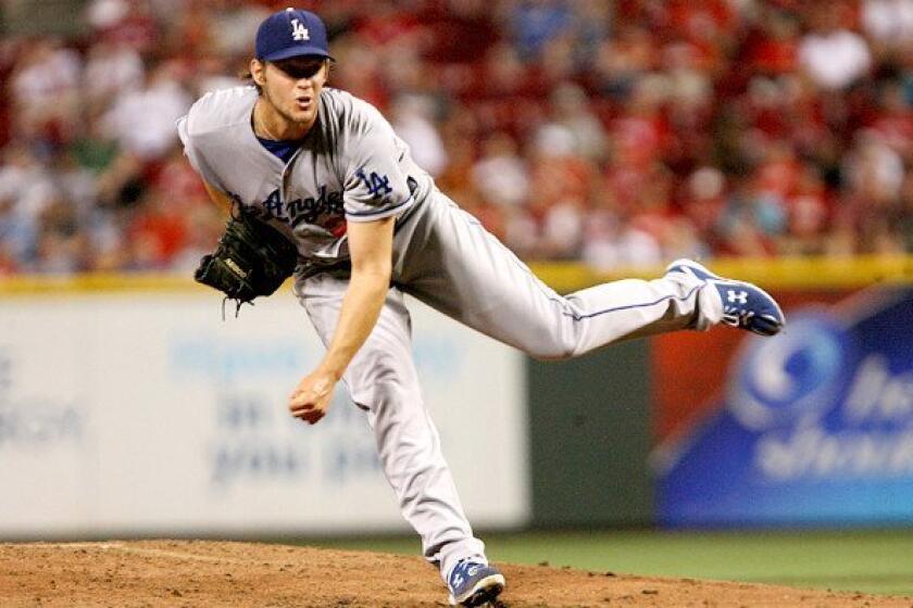 Dodgers ace Clayton Kershaw gave up two runs in seven innings, a pair of solo home runs to Reds right fielder Jay Bruce.