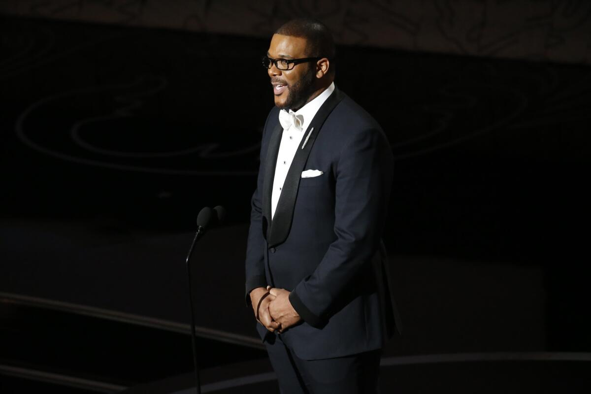 Tyler Perry presents the foreign film award during the 86th Annual Academy Awards on March 2, 2014.