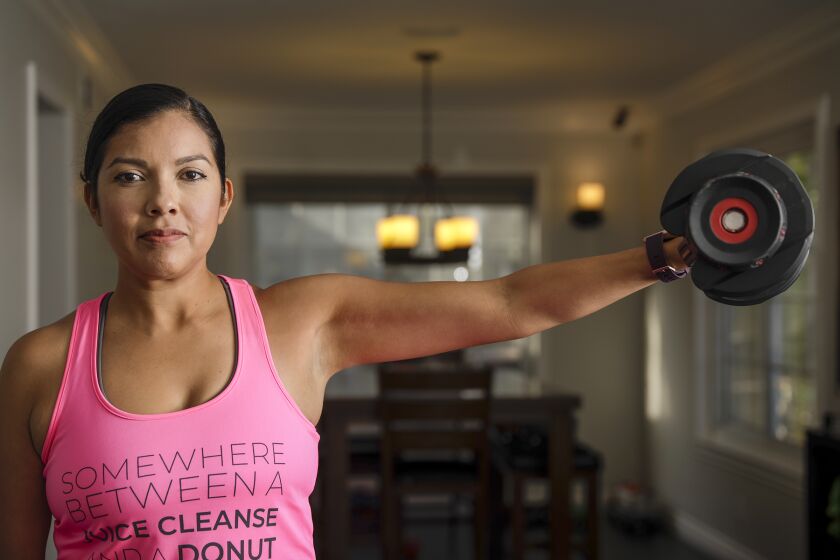 PLACENTIA, CA - SEPTEMBER 20, 2019 — Cynthia Bello of Placentia, She's an LAPD detective She has lost 13 pounds by eating during an 8-hour window each day and is now a coach for an intermittent fasting program and online program called FASTer Way to Fat Loss. (Irfan Khan/Los Angeles Times)