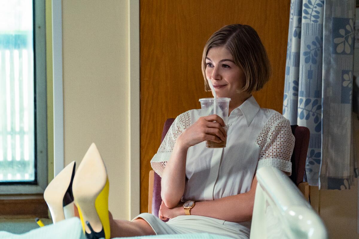 Rosamund Pike plays a shady legal guardian in the movie "I Care a Lot."