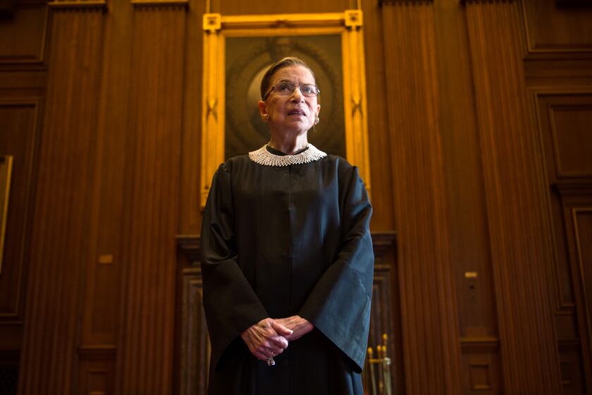 WASHINGTON, DC - AUGUST 30: Supreme Court Justice Ruth Bader Ginsburg, celebrating her 20th anniversary on the bench, is photographed in the East conference room at the U.S. Supreme Court in Washington, D.C., on Friday, August 30, 2013. (Photo by Nikki Kahn/The Washington Post via Getty Images)