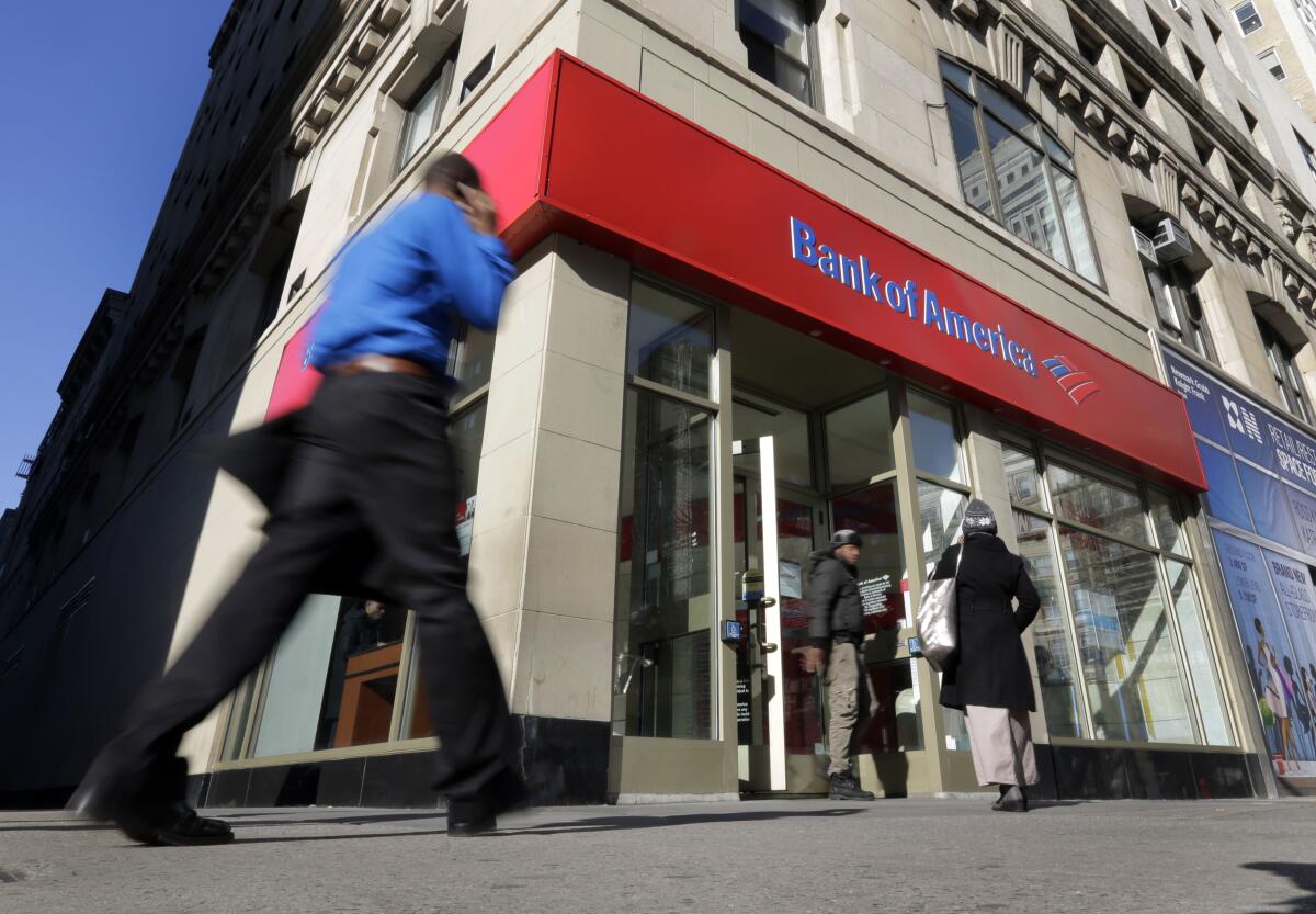 A Bank of America storefront.