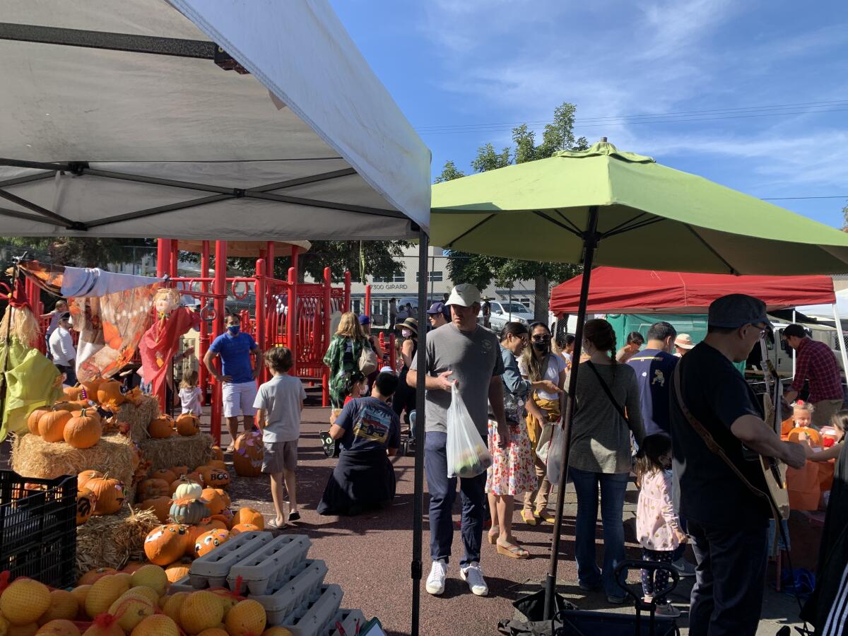 The La Jolla Open Aire Market is on the grounds of La Jolla Elementary School along Girard Avenue at Genter Street.