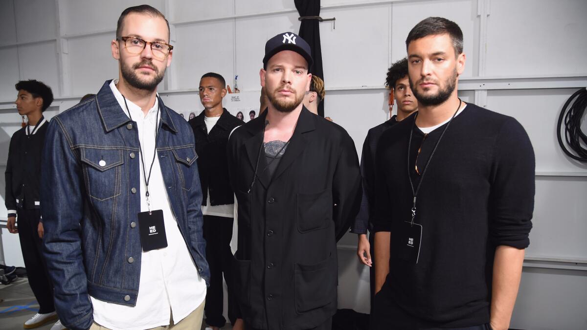 Band of Outsiders Los Angeles' designers Niklaus Hodel, left, Matthias Weber and Florian Feder.