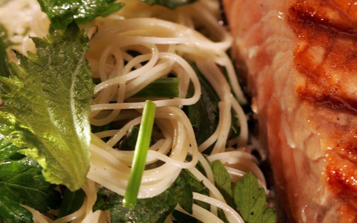 Angel hair pasta with fresh shiso-herb mix