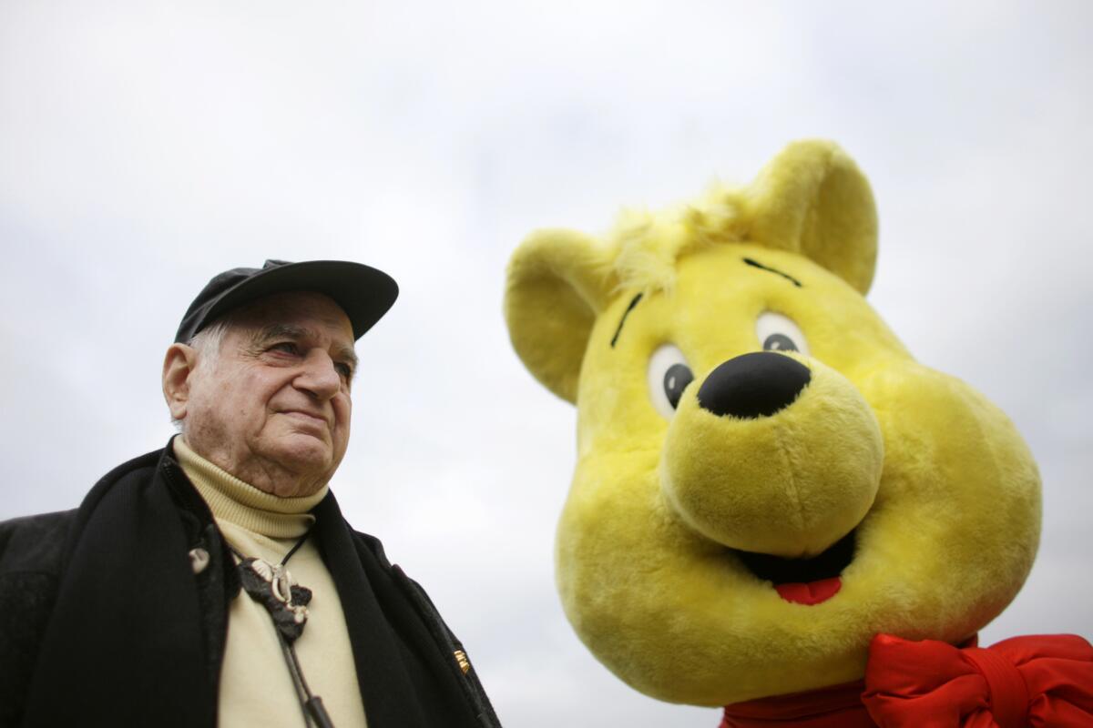 This Oct. 22, 2009, photo shows Hans Riegel, the longtime marketing executive of German candy maker Haribo who took the gummi bear to international fame, in Bonn, Germany. Haribo said in a statement that Riegel, the son of the company's founder, died of heart failure in Bonn on Tuesday. He was 90.