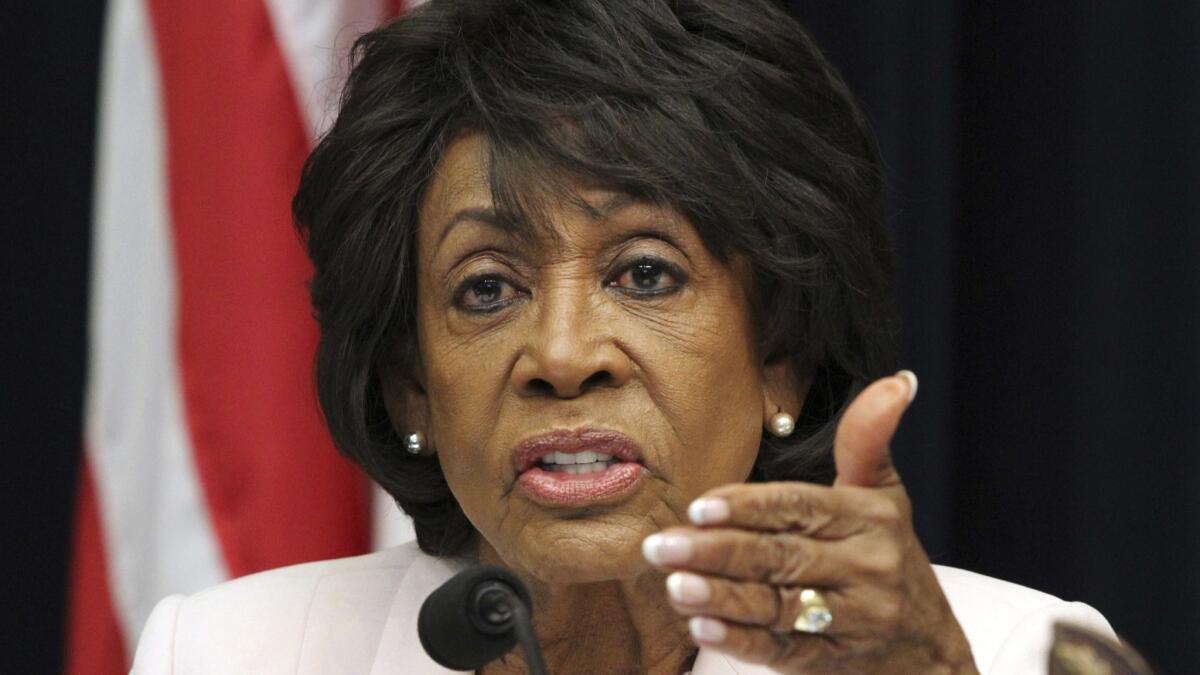 Rep. Maxine Waters (D-Los Angeles) asks a question during a June 7 House Financial Services Committee hearing in Washington.