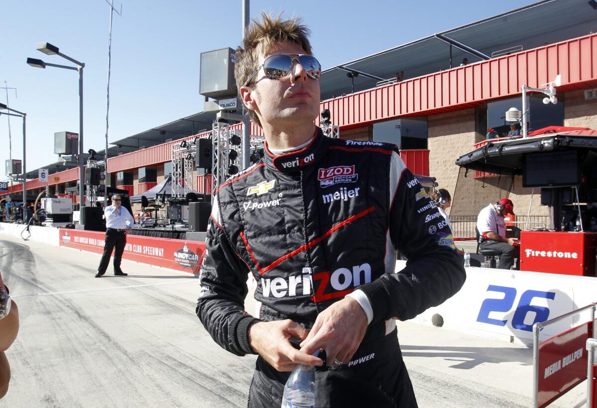 Will Power will start Saturday's IndyCar Series season finale at Auto Club Speedway from pole position.