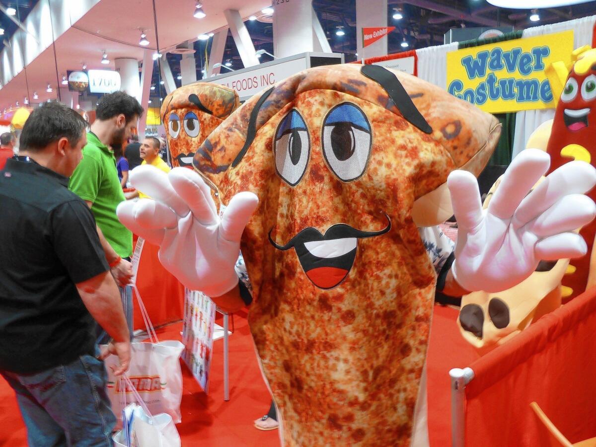 A booth at the International Pizza Expo in Las Vegas was devoted to advertising costumes.