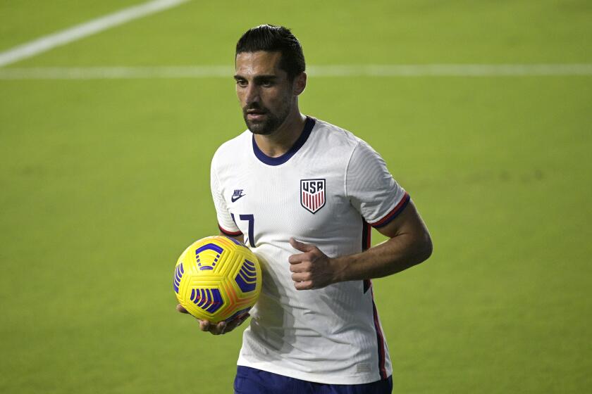 United States midfielder Sebastian Lletget (17) sets up for a play during the first half of an international friendly.