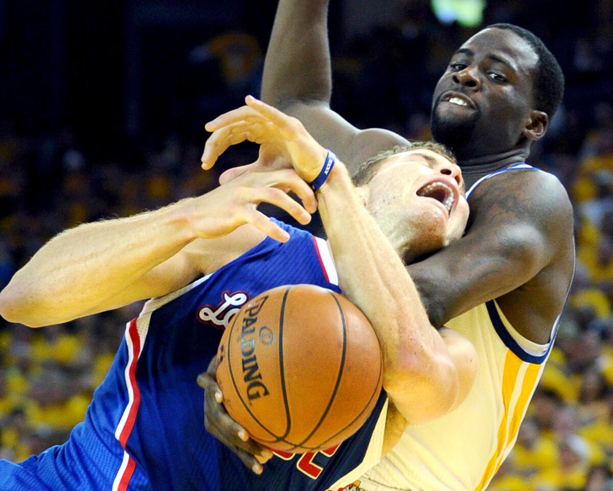 Warriors power forward Draymond Green continues to try to get under the skin of the Clippers, including taking a shot at Blake Griffin on Monday.