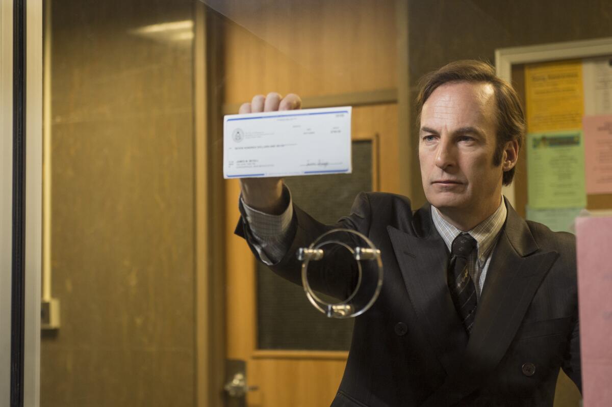 Small-time attorney Jimmy McGill (Bob Odenkirk) protests that he's being underpaid for his public defender duties on the premiere episode of "Better Call Saul."