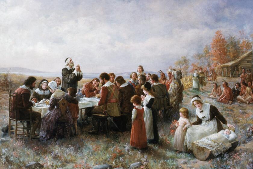 The First Thanksgiving by Jennie Augusta Brownscombe (Photo by Barney Burstein/Corbis/VCG via Getty Images)