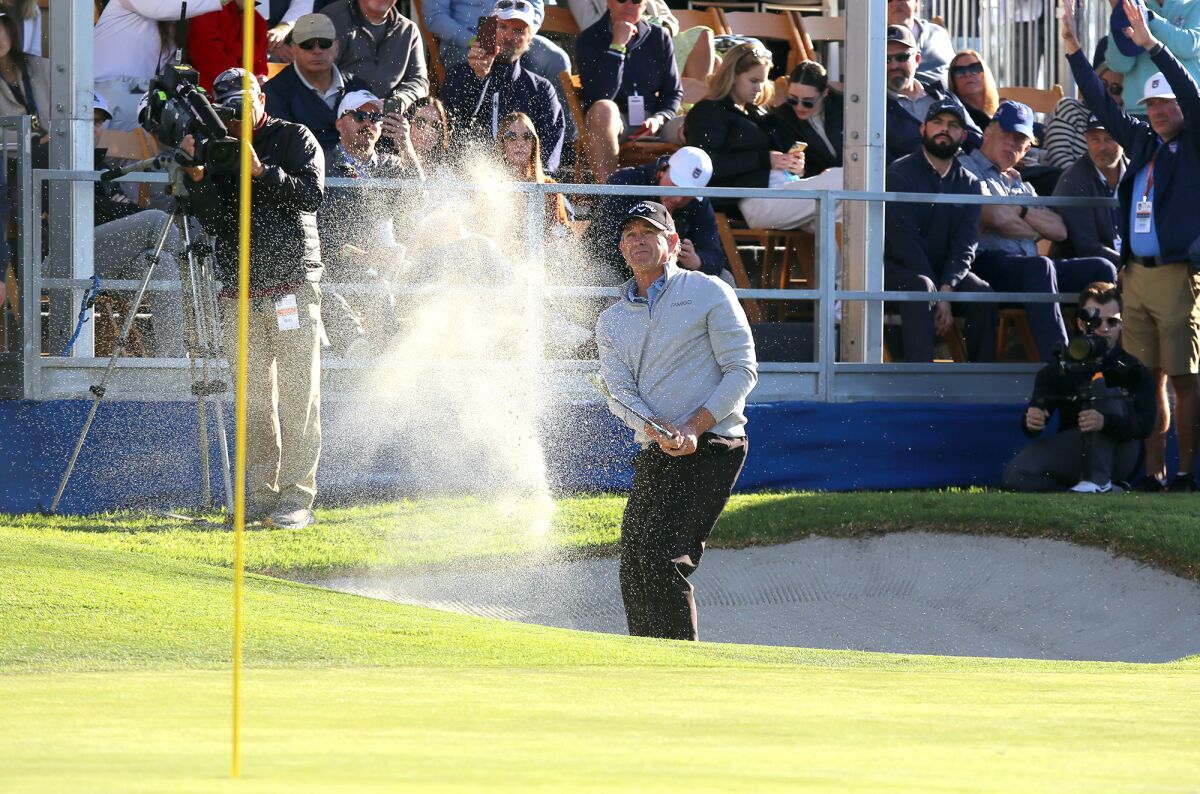Lee Janzen on the 18th hole during the final round of the Hoag Classic at Newport Beach Country Club on Sunday.
