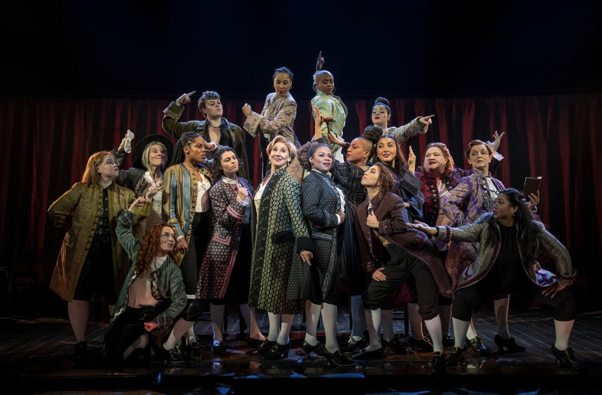 The national tour cast of "1776" performs on stage. 