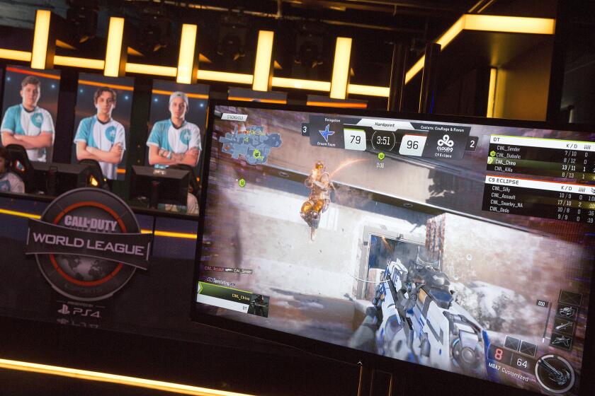 Two teams vie in a "Call of Duty" post-season tournament in Burbank, organized by Activision Publishing in April.