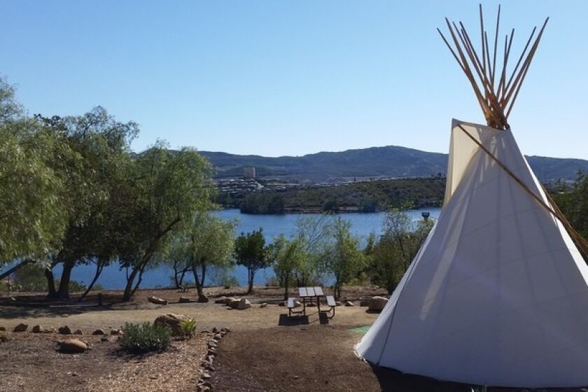 Five teepees are available for rental at Lake Jennings Park in Lakeside