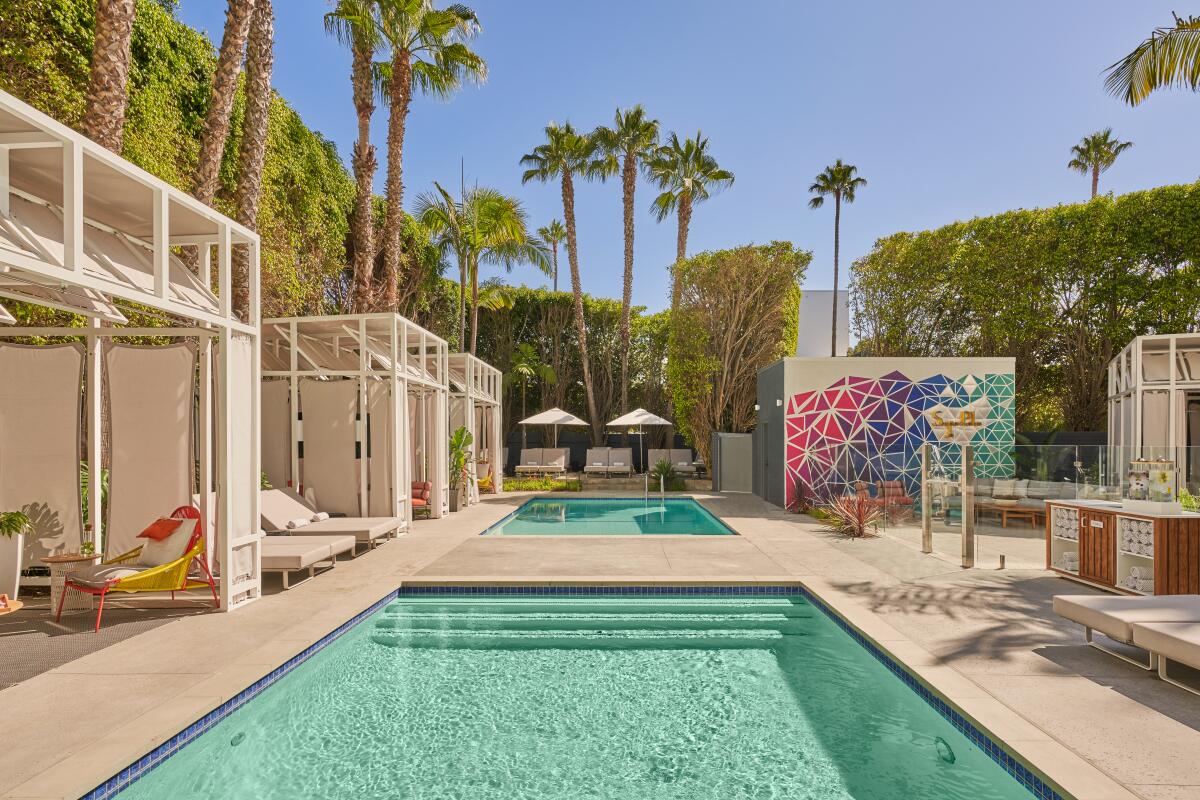 The Viceroy Santa Monica cabana and pools.