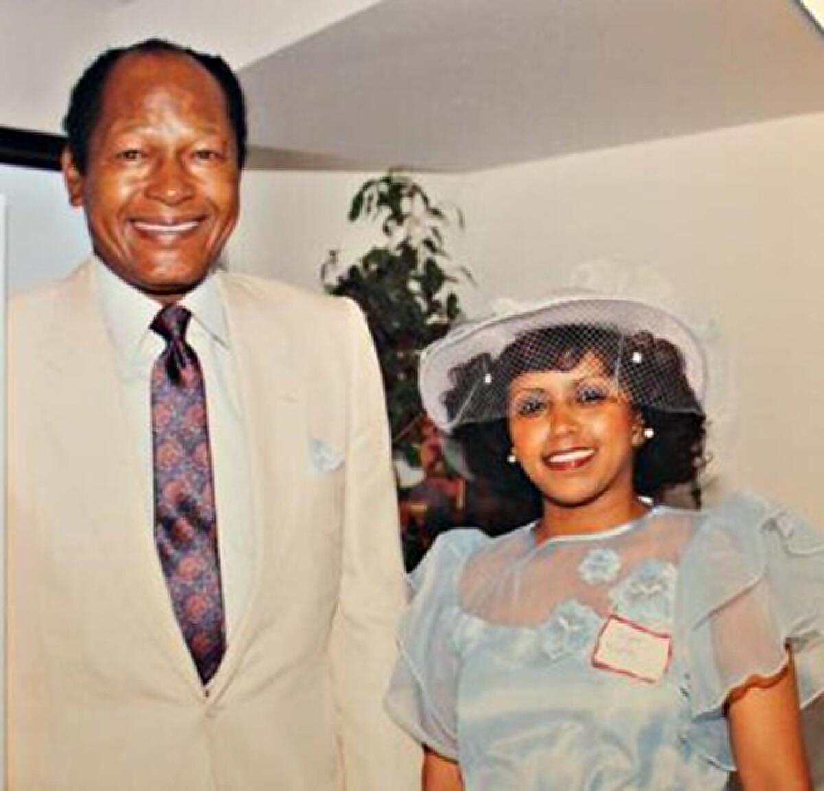 Tsega Habte, in an undated family photograph with then-Mayor Tom Bradley of Los Angeles.