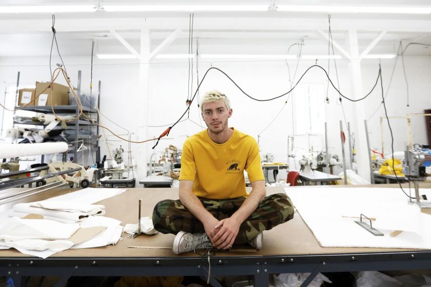 LOS ANGELES, CA MAY 4, 2019: Portrait of 21-year-old fashion designer Reese Cooper at the Giannetti Factory in the Eagle Rock neighborhood of Los Angeles, CA May 4, 2019. (Francine Orr/ Los Angeles Times)
