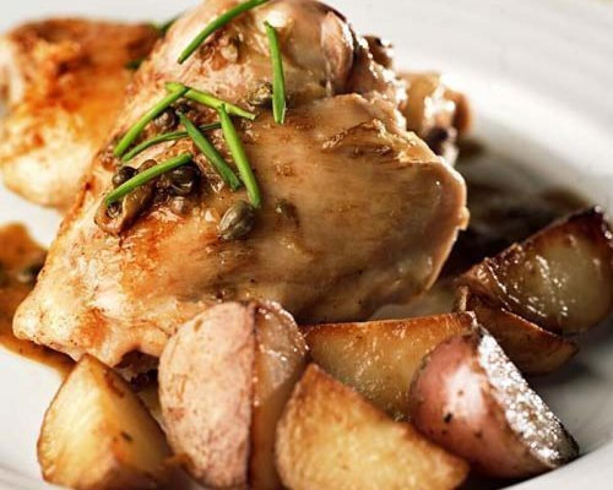 Braised chicken with capers.