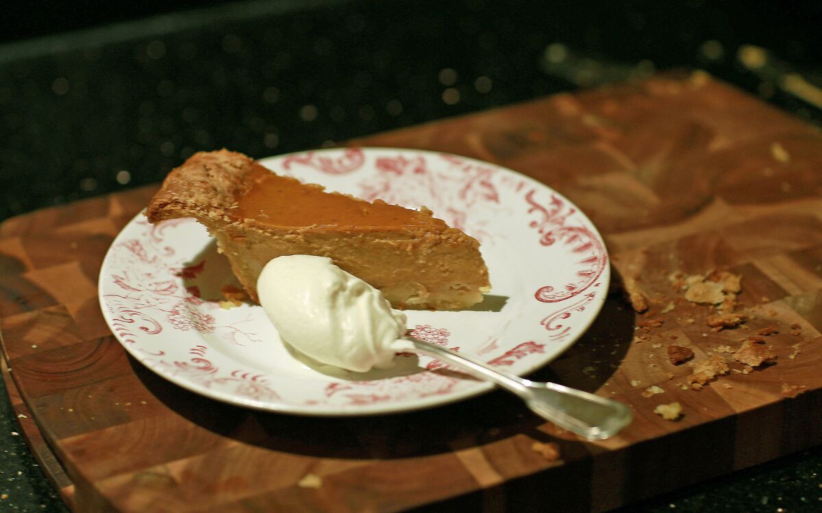 Pumpkin pie with maple whipped cream