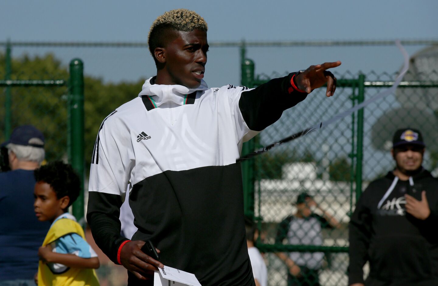 Gyasi Zardes teaches youths in his hometown of Hawthorne about futsal, a mini version of soccer.