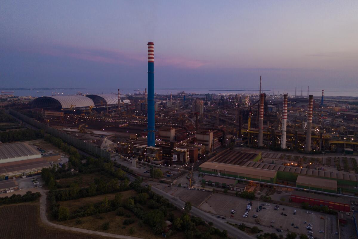 Aerial view of Ilva, the steel plant.