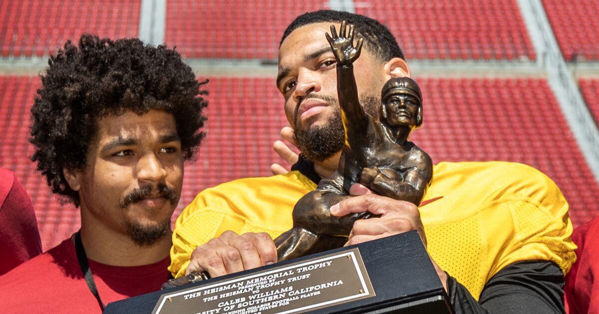 Plaschke: Heisman Trophy to best college QB ever? For Caleb Williams, the journey has begun
