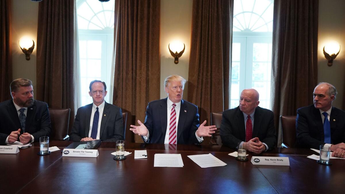 President Trump meets with members of Congress at the White House on Wednesday.