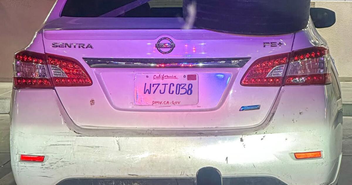The CHP stopped a Nissan with a suspicious license plate. It was homemade