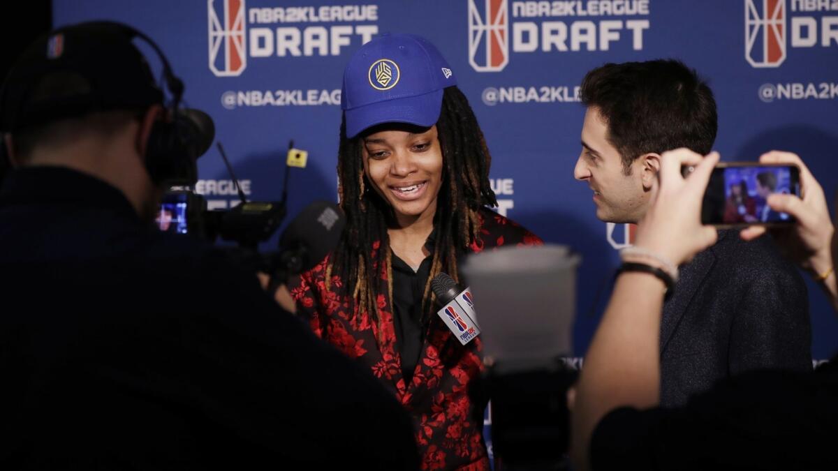 Chiquita Evans at the NBA 2K League draft Tuesday night.