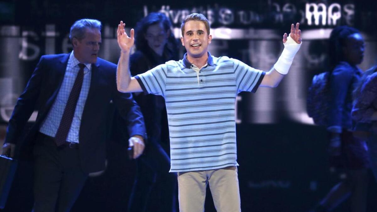 Ben Platt and the cast of "Dear Evan Hansen" perform at the Tony Awards in New York on Sunday.