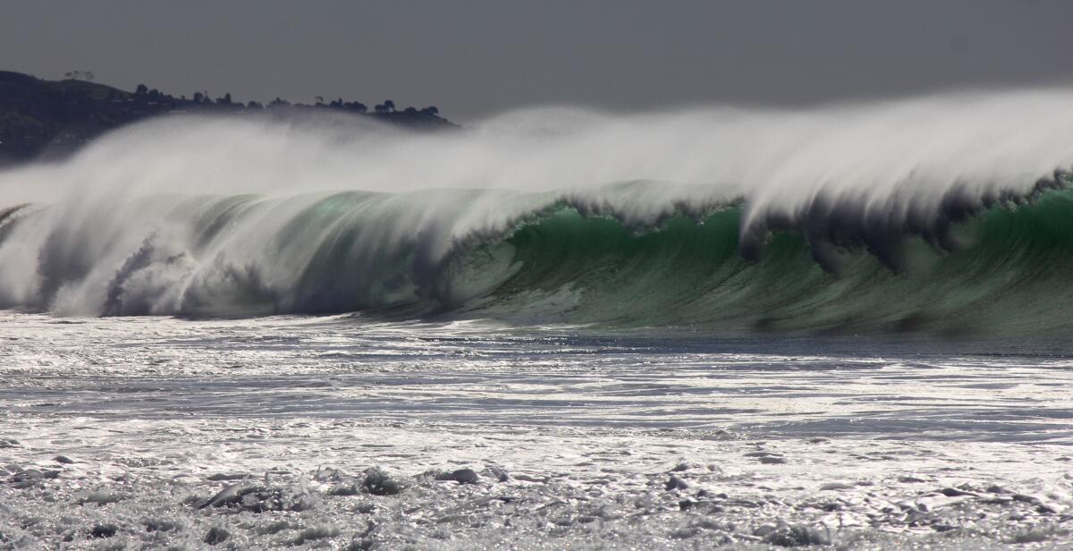 Huge waves crash near El Segundo's shoreline in January 2015.