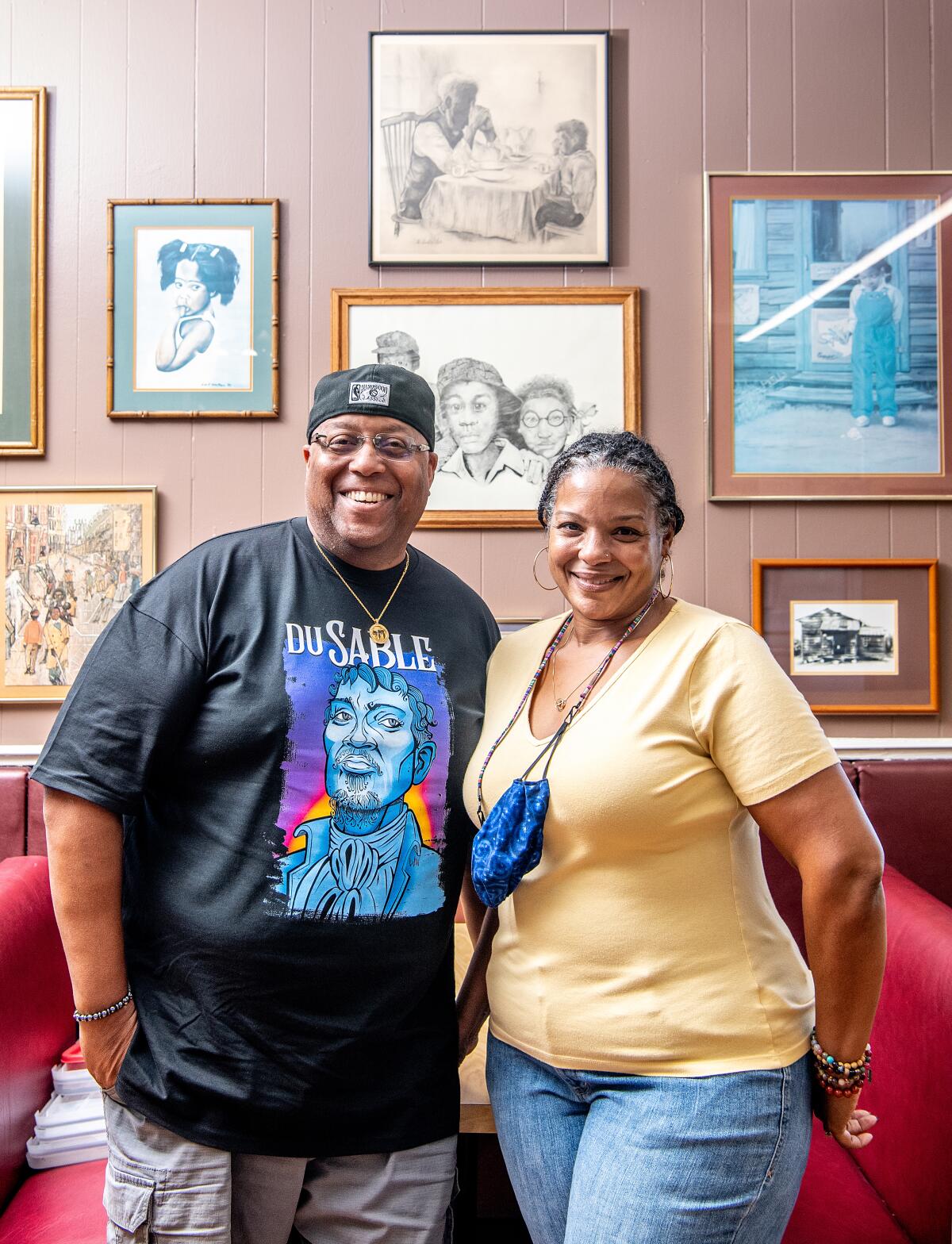 Owners Angela and JC Johnson at the Serving Spoon in Inglewood. 