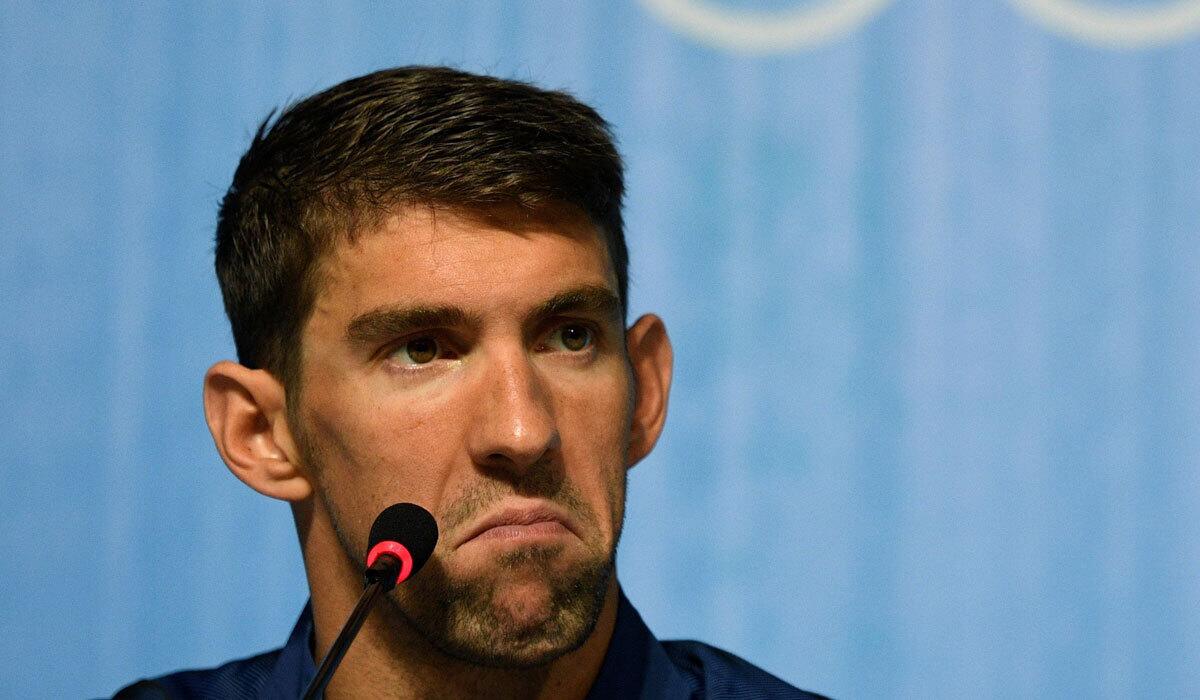Michael Phelps speaks at a news conference Wednesday in Rio.